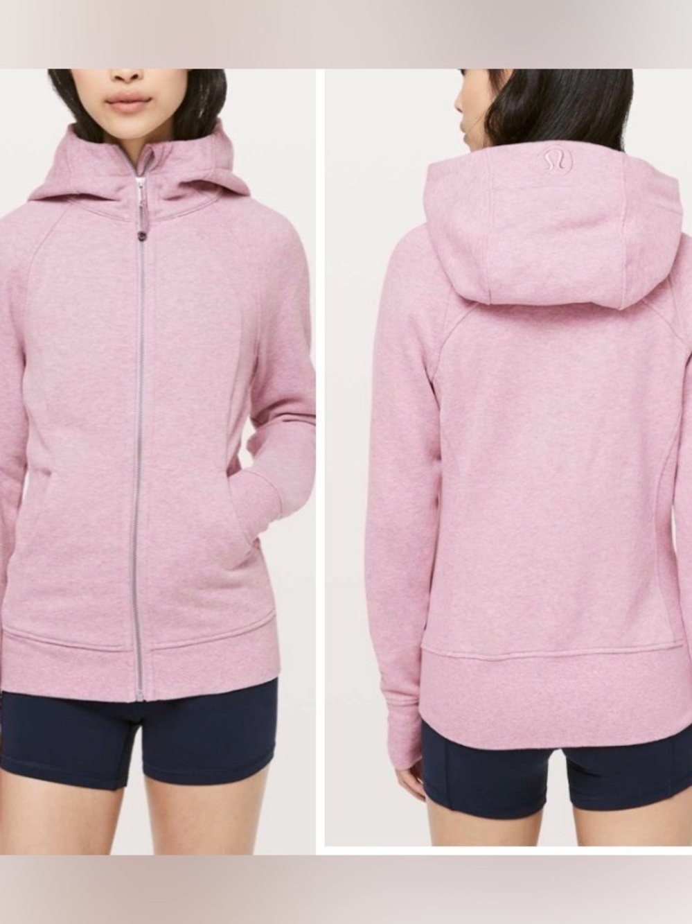 Lululemon Scuba Hoodie Light Cotton Fleece Women’s 12 Dusty Rose Pink Zip